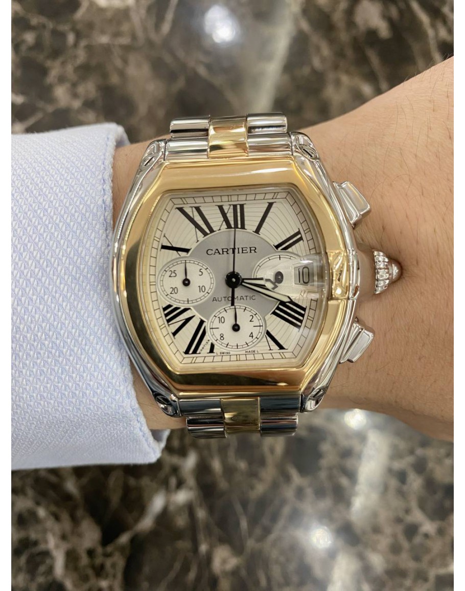 Cartier roadster chronograph gold sale